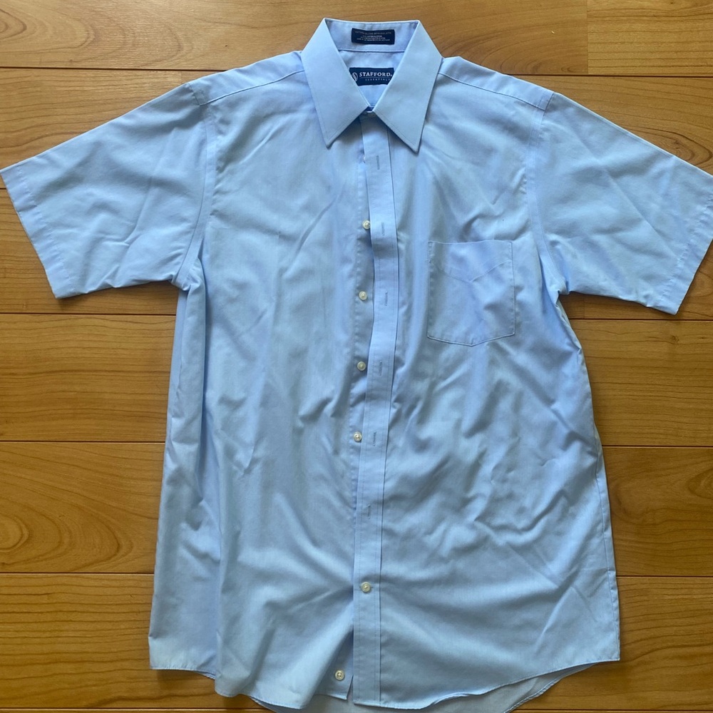 Stafford Light Blue Short-Sleeve Dress Shirt